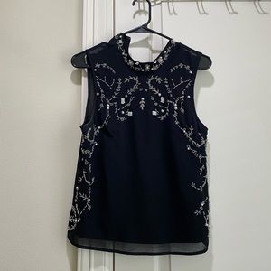 Black tank with pearls